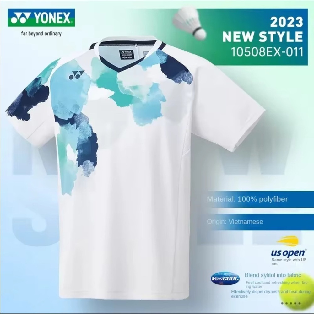 Yonex Men's White and Blue Jersey With Excellent Condition